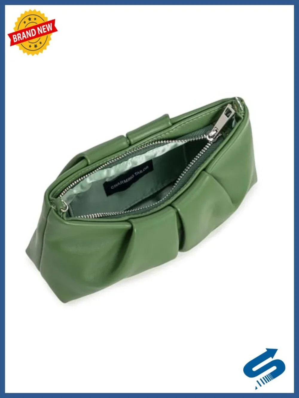 Pleated PU Leather Clutch Bag for Women Formal Party Wedding Prom